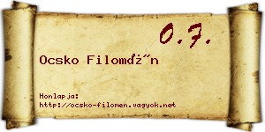 Ocsko Filomén névjegykártya